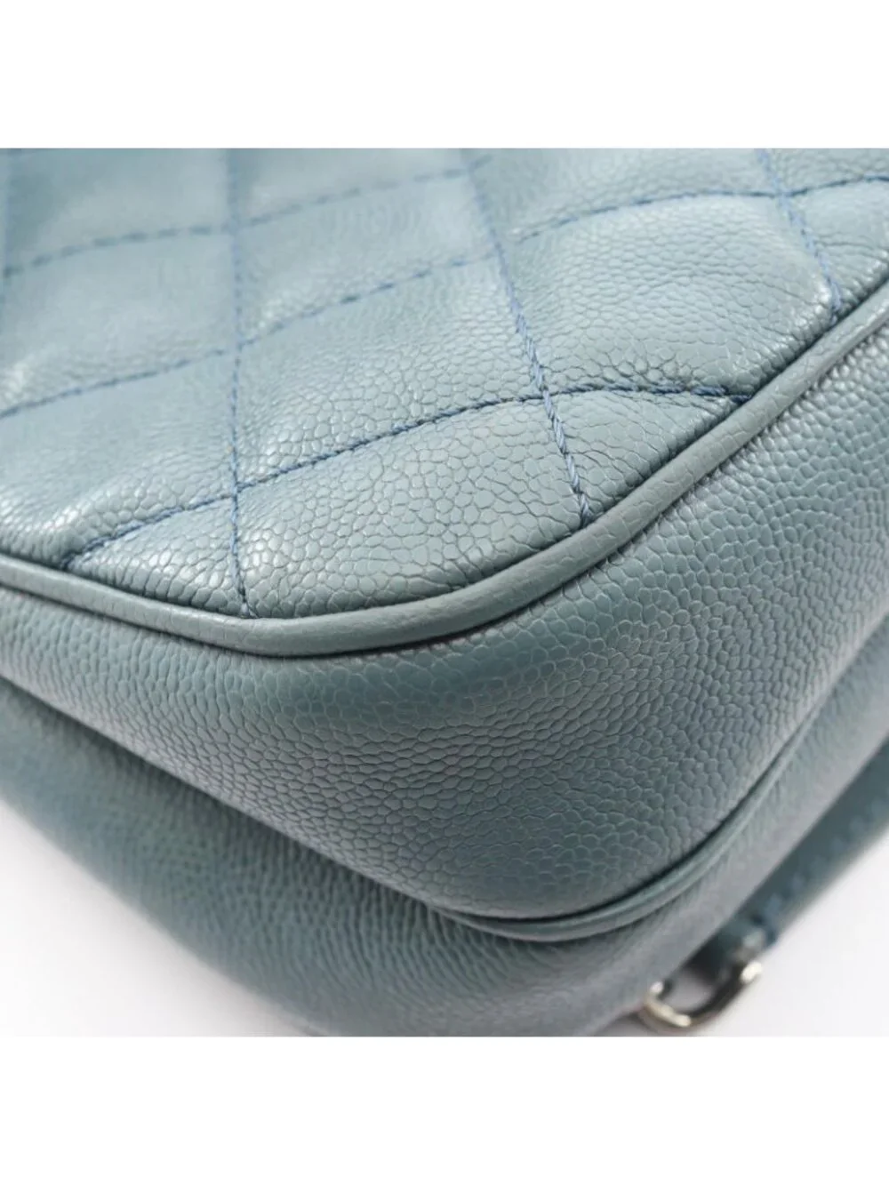 Chanel Shoulder Bag Quilted Smoki Blue Caviar Leather Chain